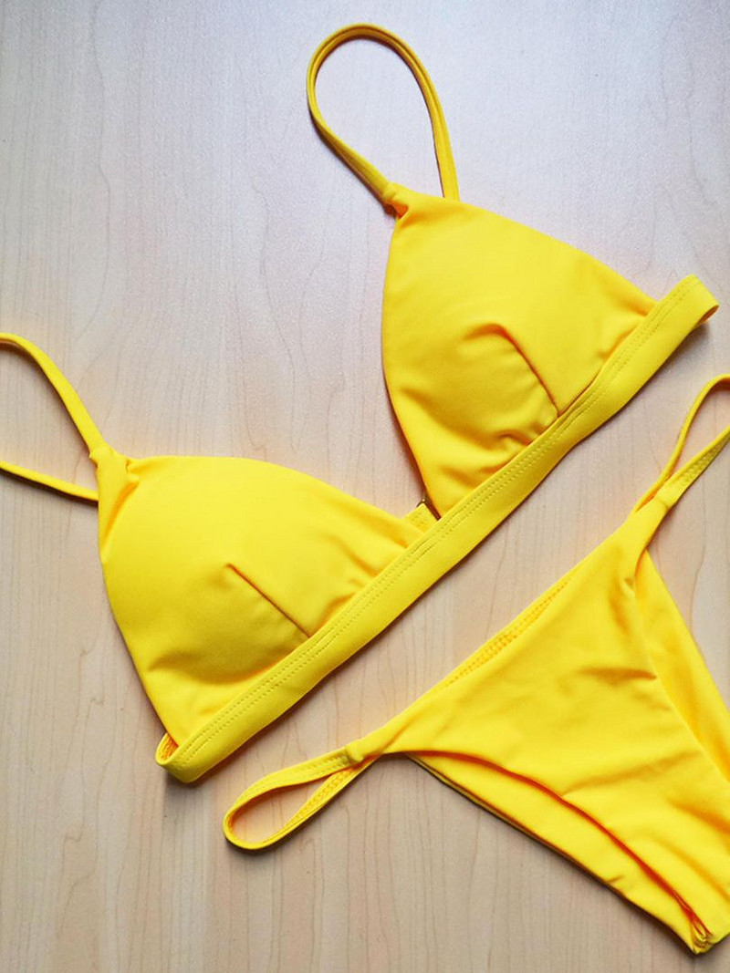 Nové sexy vystužené brazílske bikiny pre ženy, plavky, dámske plavky, dvojdielne bikiny, sada, pevné plavky, plavky pre ženy V64