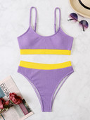 Bikiniai su aukštu juosmeniu, 2022 m. „Push Up“ maudymosi kostiumėlis, moteriškas maudymosi kostiumėlis, briaunotas maudymosi kostiumėlis Madingas paplūdimio aprangos XL bikinio rinkinys