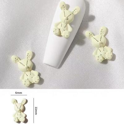 Kawaii igračka Zec Dekoracije za nokte Isprekidane linije Ukrasi Lak u spreju Metalni šarm Manikura Ukrasite mat ružičaste zečeve šarme za nokte