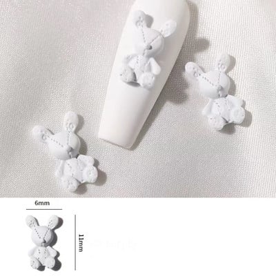 Kawaii igračka Zec Dekoracije za nokte Isprekidane linije Ukrasi Lak u spreju Metalni šarm Manikura Ukrasite mat ružičaste zečeve šarme za nokte