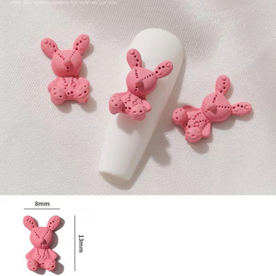 Kawaii igračka Zec Dekoracije za nokte Isprekidane linije Ukrasi Lak u spreju Metalni šarm Manikura Ukrasite mat ružičaste zečeve šarme za nokte