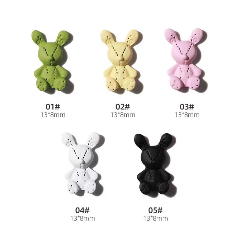 Kawaii igračka Zec Dekoracije za nokte Isprekidane linije Ukrasi Lak u spreju Metalni šarm Manikura Ukrasite mat ružičaste zečeve šarme za nokte