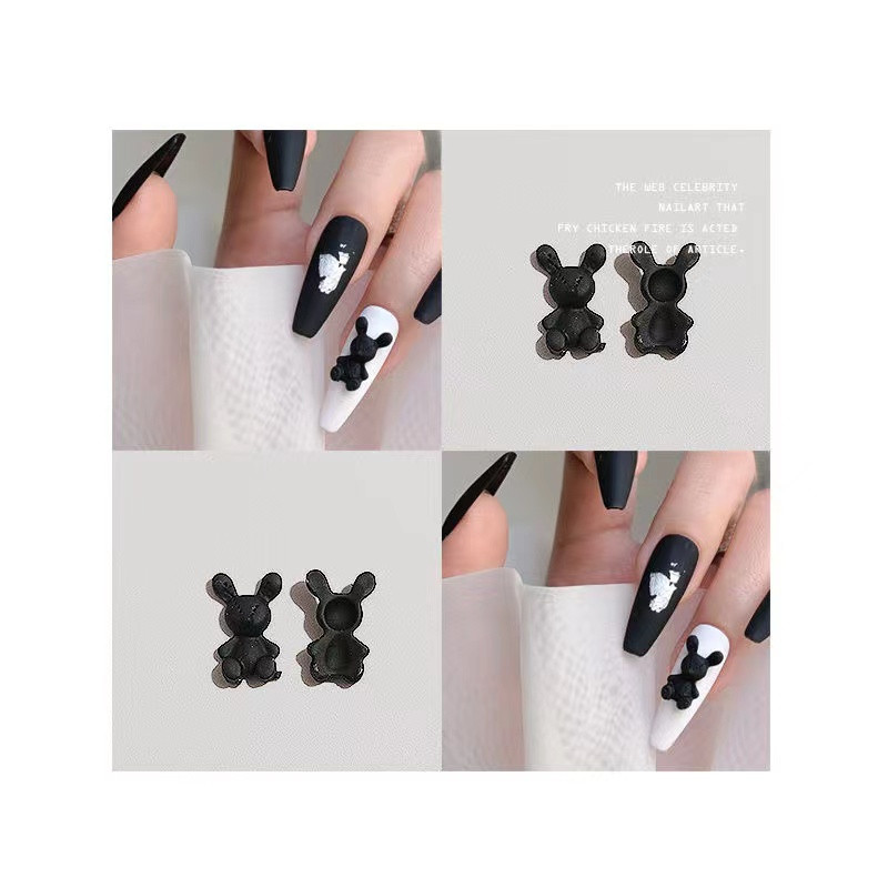 Kawaii igračka Zec Dekoracije za nokte Isprekidane linije Ukrasi Lak u spreju Metalni šarm Manikura Ukrasite mat ružičaste zečeve šarme za nokte