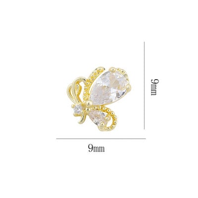 10db Fairytale Butterfly Crystal Nail Allure cirkon ékszer fehér, rózsaszín, piros pillangók Image Luxury Charms körömgyémántok 9mm