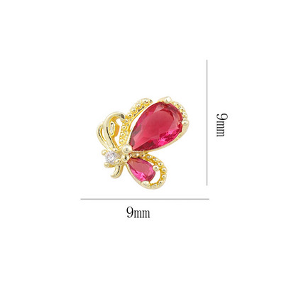 10db Fairytale Butterfly Crystal Nail Allure cirkon ékszer fehér, rózsaszín, piros pillangók Image Luxury Charms körömgyémántok 9mm