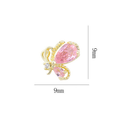 10db Fairytale Butterfly Crystal Nail Allure cirkon ékszer fehér, rózsaszín, piros pillangók Image Luxury Charms körömgyémántok 9mm