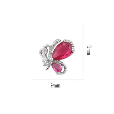 10db Fairytale Butterfly Crystal Nail Allure cirkon ékszer fehér, rózsaszín, piros pillangók Image Luxury Charms körömgyémántok 9mm