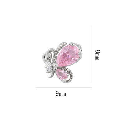 10db Fairytale Butterfly Crystal Nail Allure cirkon ékszer fehér, rózsaszín, piros pillangók Image Luxury Charms körömgyémántok 9mm