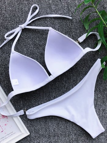 2022 Halter Bra Cup Bikini Σέξι μαγιό Γυναικείο Λευκό Γυναικεία Push up Σετ μπικίνι Brazilian μαγιό Bandeau μαγιό