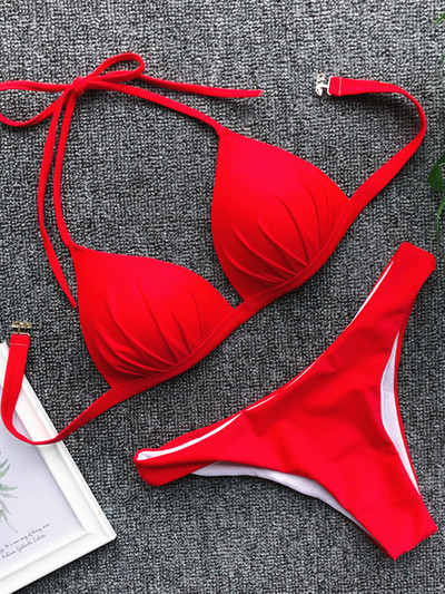 2022 Halter Bra Cup Bikini Σέξι μαγιό Γυναικείο Λευκό Γυναικεία Push up Σετ μπικίνι Brazilian μαγιό Bandeau μαγιό
