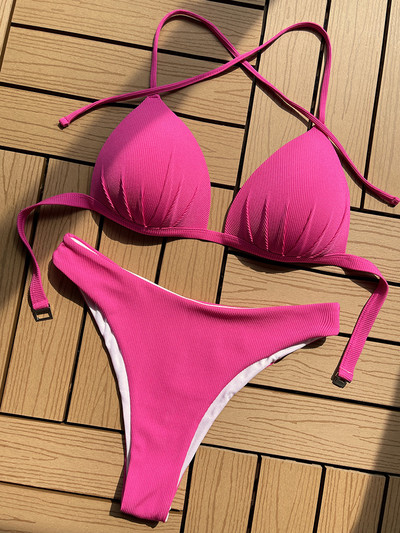 2022 Halter Bra Cup Bikini Σέξι μαγιό Γυναικείο Λευκό Γυναικεία Push up Σετ μπικίνι Brazilian μαγιό Bandeau μαγιό