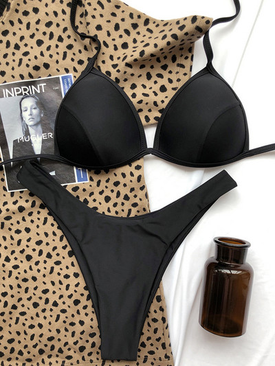 2022 Halter Bra Cup Bikini Σέξι μαγιό Γυναικείο Λευκό Γυναικεία Push up Σετ μπικίνι Brazilian μαγιό Bandeau μαγιό