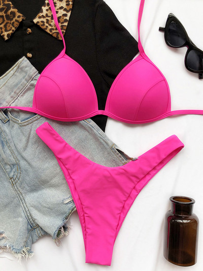 2022 Halter Bra Cup Bikini Σέξι μαγιό Γυναικείο Λευκό Γυναικεία Push up Σετ μπικίνι Brazilian μαγιό Bandeau μαγιό