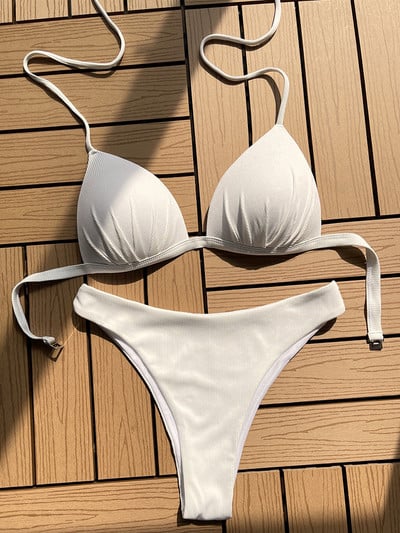2022 Halter Bra Cup Bikini Σέξι μαγιό Γυναικείο Λευκό Γυναικεία Push up Σετ μπικίνι Brazilian μαγιό Bandeau μαγιό