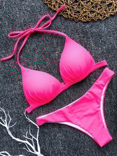 2022 Halter Bra Cup Bikini Σέξι μαγιό Γυναικείο Λευκό Γυναικεία Push up Σετ μπικίνι Brazilian μαγιό Bandeau μαγιό