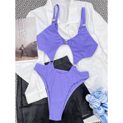 Novi seksi jednodijelni kupaći kostim s izrezanim trbuščićem bez leđa i podstavljeni ženski kupaći kostim Ženski kupaći kostim s visokim izrezom Swim Lady V3568