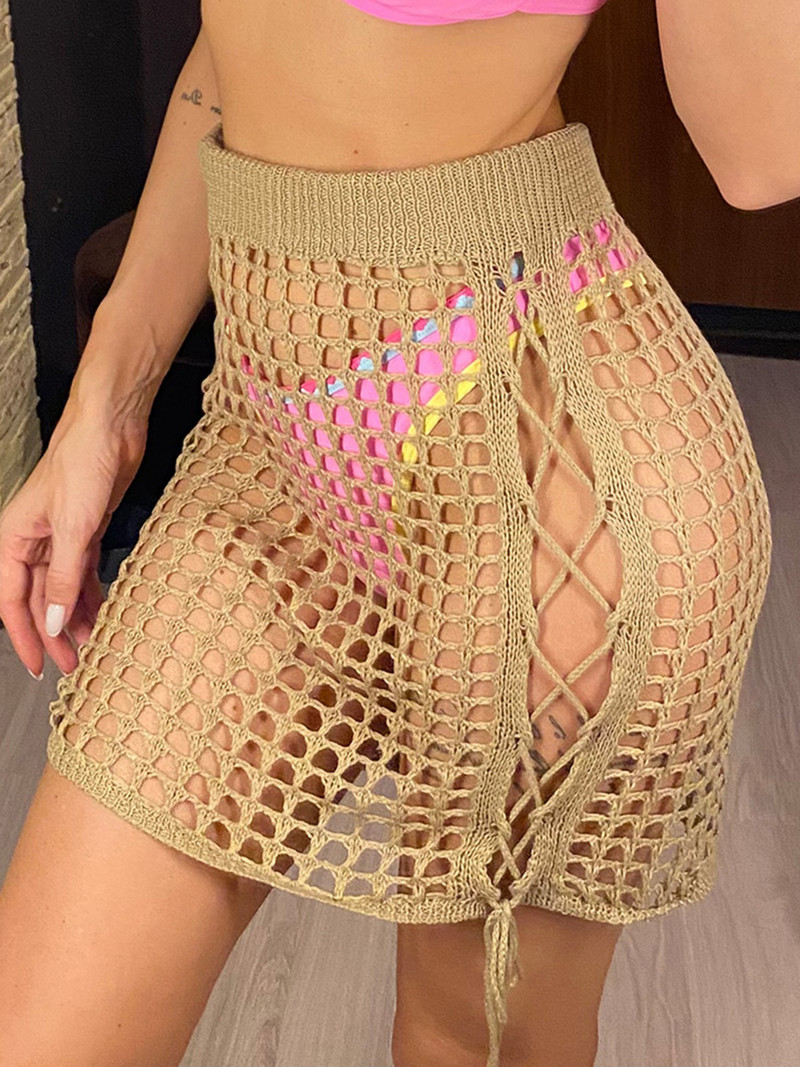 S - XL Heklani pleteni donji dio bikinija Prekrivači za plažu Haljina za plažu Odjeća za plažu Ženski kupaći kostim na vezanje posvećen kupaćim kostimima V4251