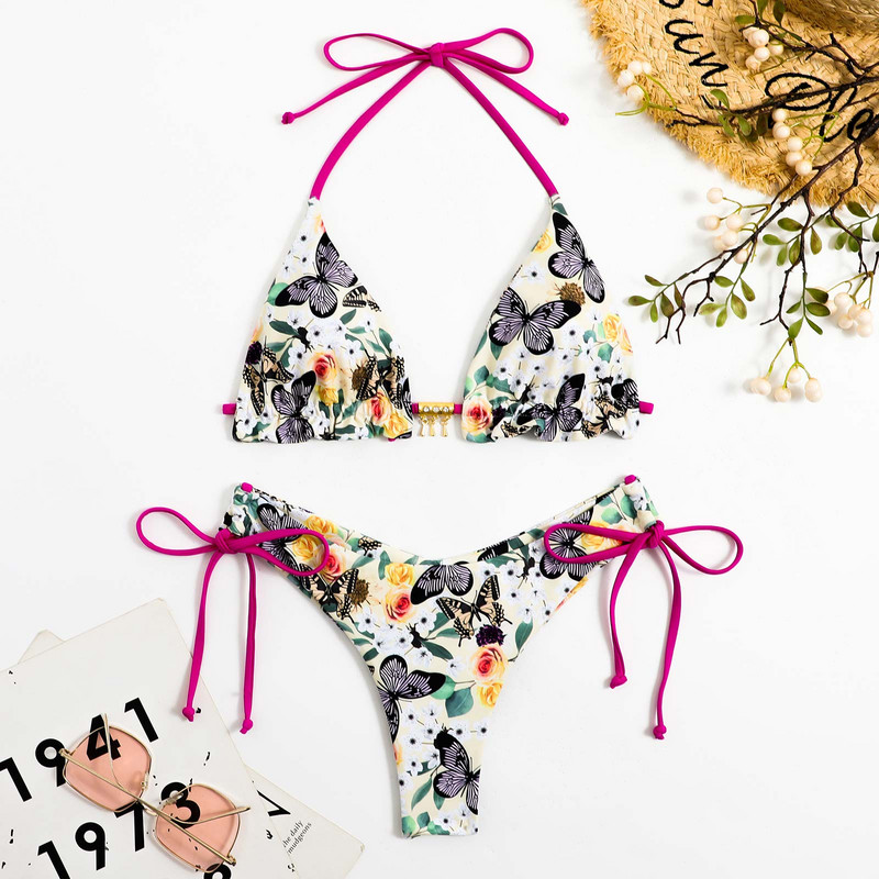 2022. Seksi bikini kupaći kostimi s volanima s printom Ženski kupaći kostimi Modni kompleti bikinija visokog struka Ljetni Push Up kupaći kostim