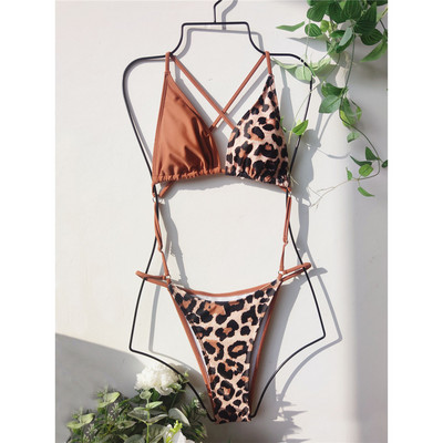 10 farieb Leopard Back Cross Splicing Dámske plavky Jednodielne plavky Dámske plavky s vysokým strihom nohavíc Plavky Lady V3515