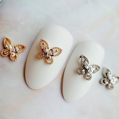 10gab Kawaii Butterfly sakausējums Cirkons Kristāli Rhinestones Rotaslietas Nagu mākslas daļas Dekorācijas Nagi Aksesuāri Piekariņi Piederumi