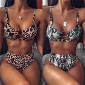 2020 Sexy dámske trojuholníkové bikiny, súpravy plaviek, séria leopardích potlačí, letné plážové oblečenie, plavky pre ženy