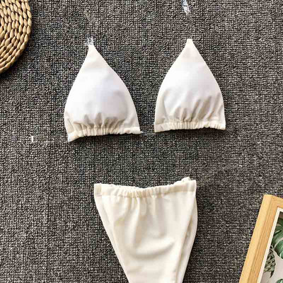 2020-as szexi női háromszög bikini fürdőruha sorozat, arany szilárd nyári strandviselet fürdőruha, női fürdőruha
