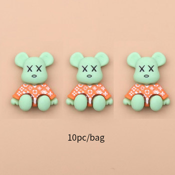 10Pcs 3D Kawaii Cute Bear Nail Charms Cartoon Resin Луксозни акрилни накрайници за изкуство на ноктите Декорация със стрази Аксесоари за маникюр
