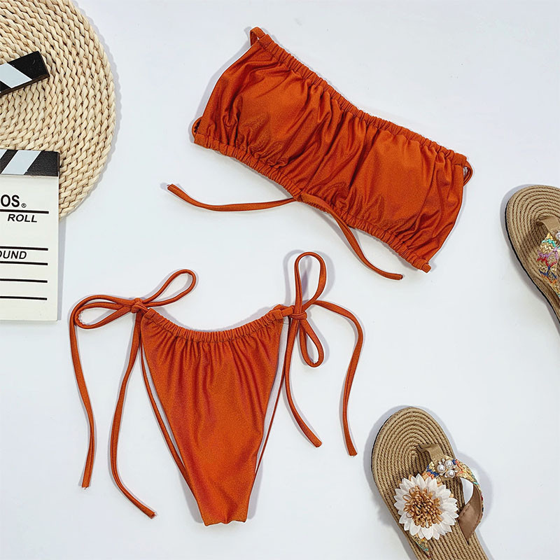 2020-as szexi női háromszög bikini szettek fürdőruha tömör nyári strandviselet fürdőruha női fürdőruha
