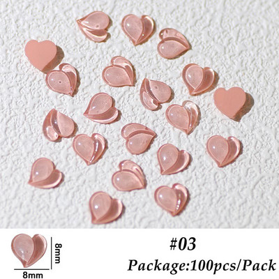 20/100 db őszibarack szív Lovely sztereó körömbűvölők lapos hátú ékszerek Aurora gyanta kristálykő barkácsolás köröm strasszkő körömalkatrészek BE2044