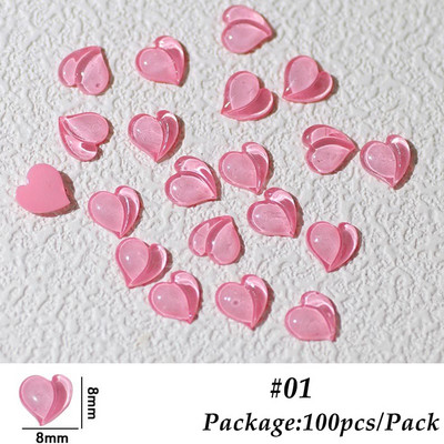 20/100 db őszibarack szív Lovely sztereó körömbűvölők lapos hátú ékszerek Aurora gyanta kristálykő barkácsolás köröm strasszkő körömalkatrészek BE2044