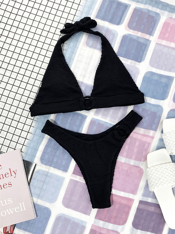 Ljeto 2022. Seksi ženski kompleti bikinija s halterima Kupaći kostimi Jednobojni kupaći kostim s V-izrezom Ženski kupaći kostim za plažu