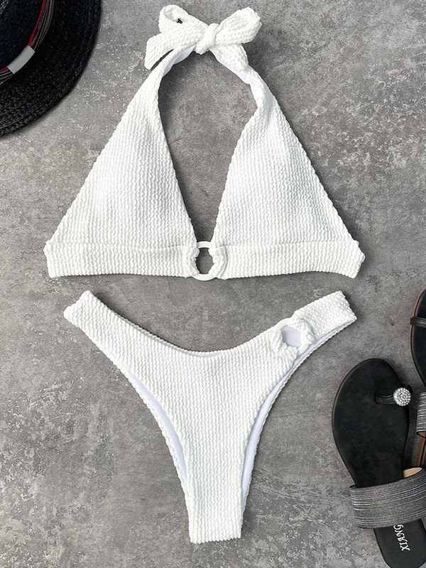 Ljeto 2022. Seksi ženski kompleti bikinija s halterima Kupaći kostimi Jednobojni kupaći kostim s V-izrezom Ženski kupaći kostim za plažu