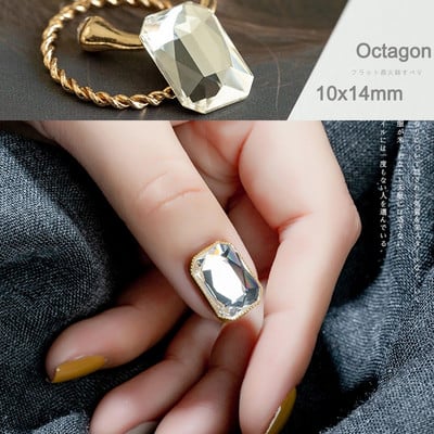 20 vnt / 50 vnt 10x14 mm stačiakampis aštuonkampis didelis nagų dailė Kalnų krištolinis plokščiapakalis kristalai 3D nagų nagai pasidaryk pats, papuošimai priedai