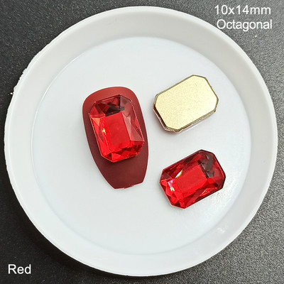 20db/50db 10X14mm téglalap nyolcszög nagy körömdísz strassz lapos hátú kristályok 3D köröm barkács dekorációk kiegészítők
