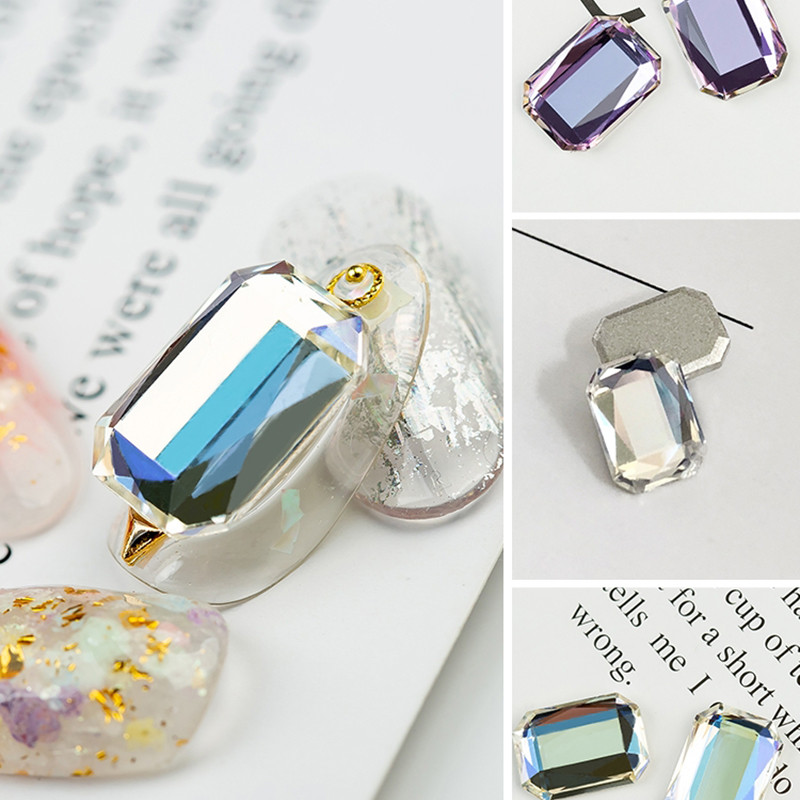 20db/50db 10X14mm téglalap nyolcszög nagy körömdísz strassz lapos hátú kristályok 3D köröm barkács dekorációk kiegészítők