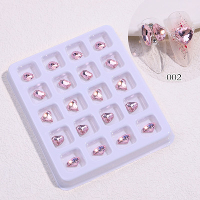 20kom/kutija Ukrasi za nokte u obliku srca/kvadrata/leptira različitih veličina Ukrasi za nokte Ukrasi za manikuru