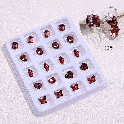 20kom/kutija Ukrasi za nokte u obliku srca/kvadrata/leptira različitih veličina Ukrasi za nokte Ukrasi za manikuru