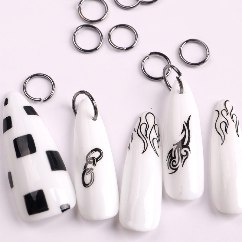 TSZS Cerc de fier gol pentru unghii Decorare pentru unghii Piese de inel metalic Accesorii pentru cerc pentru piercing din aliaj pentru ornament pentru manichiura