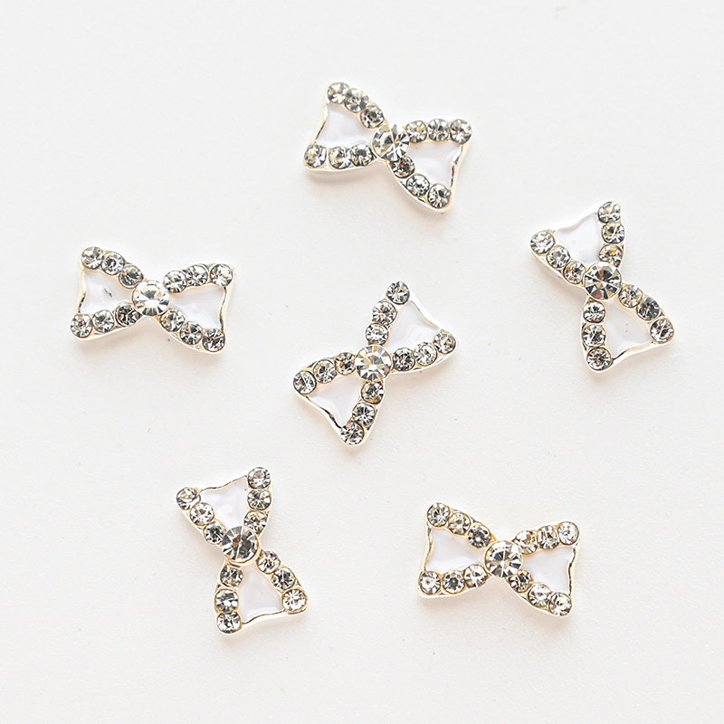 10 kom 3D šarm mašne za nokte sa dijamantima Razni dijamanti šarm šarm bijeli leptir štras biser mašna šarm za nokte, 787