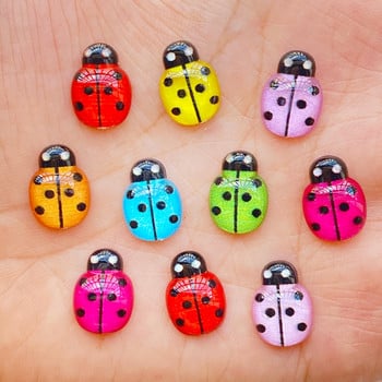 50 бр. 3D талисмани за нокти от смола Цветни бръмбари Аксесоари за части за нокти Kawaii Направи си сам Декорация за нокти