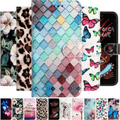 Сладък боядисан защитен калъф за OPPO A57 A77 A94 A17 A76 A36 A96 A74 A54 A93 Find X5 Reno8 Lite Pro 5G слот за карта Капак на портфейла D01E