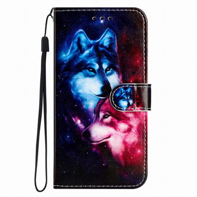 Сладък боядисан защитен калъф за OPPO A57 A77 A94 A17 A76 A36 A96 A74 A54 A93 Find X5 Reno8 Lite Pro 5G слот за карта Капак на портфейла D01E