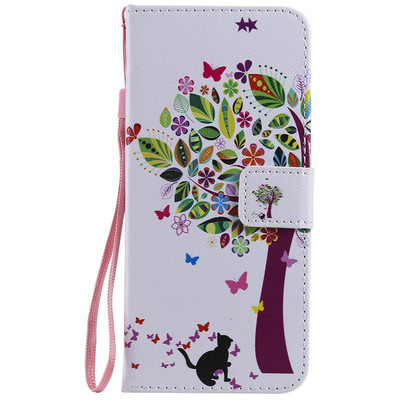 Seadmele Huawei P8 P9 P10 P20 P30 Mate 20 X 30 Pro Lite P Smart 2018 Flip Retro Painted Flower Capa Phone Cover Case Rahakott D06F
