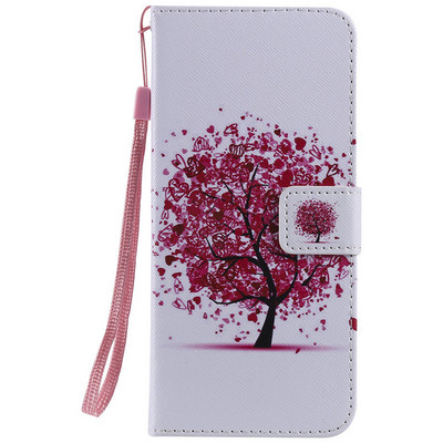 Seadmele Huawei P8 P9 P10 P20 P30 Mate 20 X 30 Pro Lite P Smart 2018 Flip Retro Painted Flower Capa Phone Cover Case Rahakott D06F