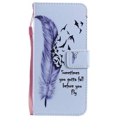Seadmele Huawei P8 P9 P10 P20 P30 Mate 20 X 30 Pro Lite P Smart 2018 Flip Retro Painted Flower Capa Phone Cover Case Rahakott D06F