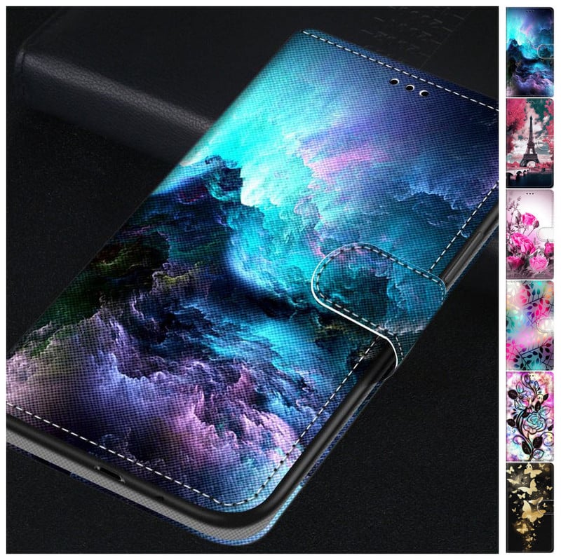 Флип калъф за телефон Capa Huawei Honor 9 9X Pro Honor 10 Lite Детски чанти за телефон Калъф за портфейл с цвете Cat Tiger Patterned Coque D08F