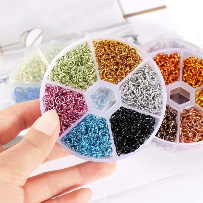 1080db áttört köröm lógó gyűrű alumínium körömdíszítő varrás 5-6mm hurkok piercing ékszer Connect Mix színes köröm díszítő eszközök