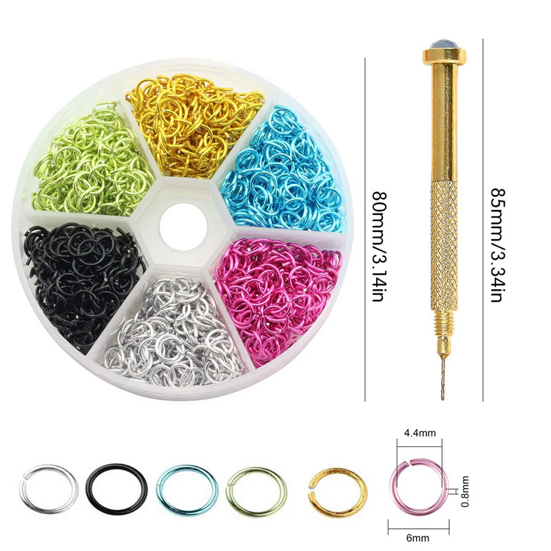 1080db áttört köröm lógó gyűrű alumínium körömdíszítő varrás 5-6mm hurkok piercing ékszer Connect Mix színes köröm díszítő eszközök