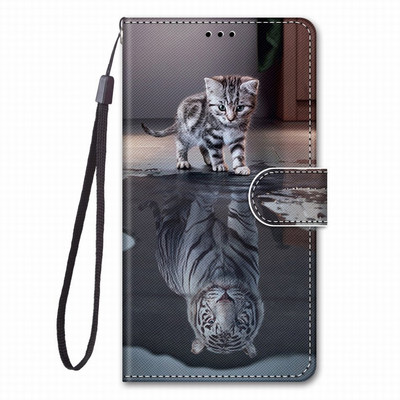 Ümberpööratav telefoniümbris Capa Huawei P10 Lite P9 Lite 2016 P8 Lite 2017 Mate 20 Lite lastele telefonikotid Cat Tiger Flower Cover D08F