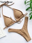 Sexy Ribbed Brazilian Bikini 2022 Μαγιό Γυναικεία Μαγιό Γυναικεία Σετ μπικίνι δύο τεμαχίων με μαγιό Halter Bather V1192